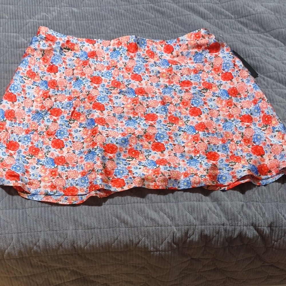 No Boundaries Floral Skirt in Red and Blue